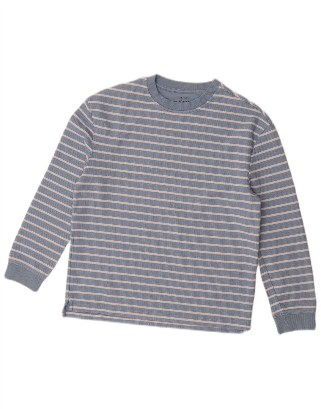 Marks & Spencer Langarmshirt für Jungen, 11–12 Jahre, blau gestreift, Baumwolle