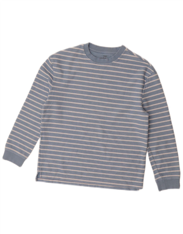 Marks & Spencer Langarmshirt für Jungen, 11–12 Jahre, blau gestreift, Baumwolle