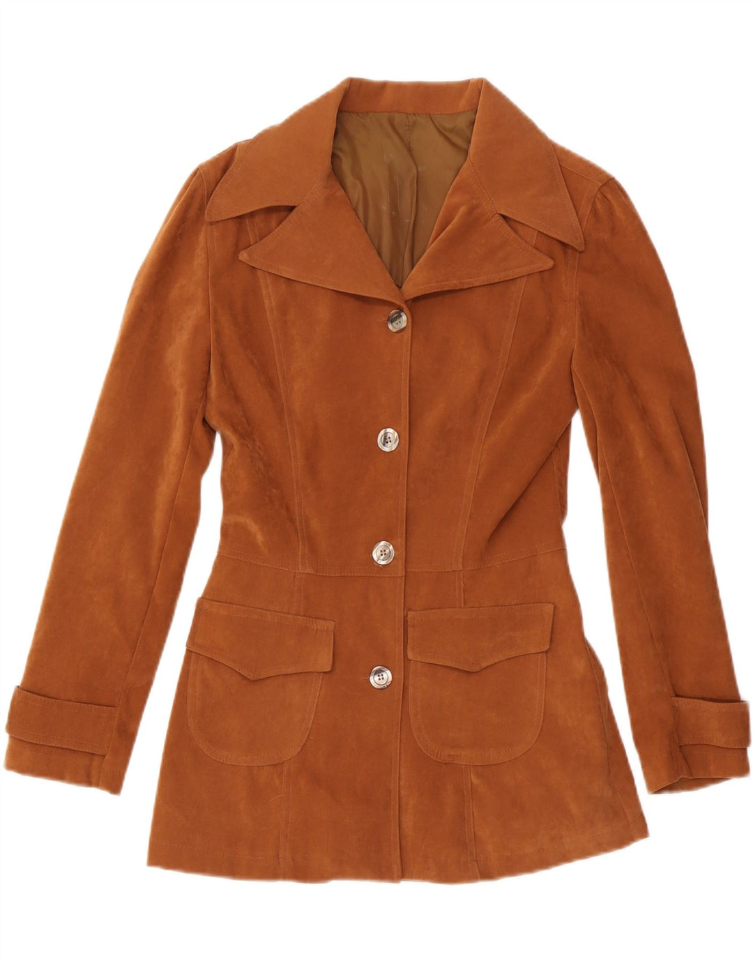 Vintage Damen 4-Knopf-Blazerjacke UK 10 Klein Braun