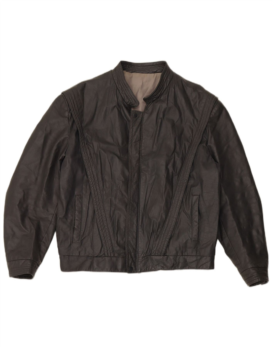 VINTAGE Herren Lederjacke UK 40 Großes graues Leder