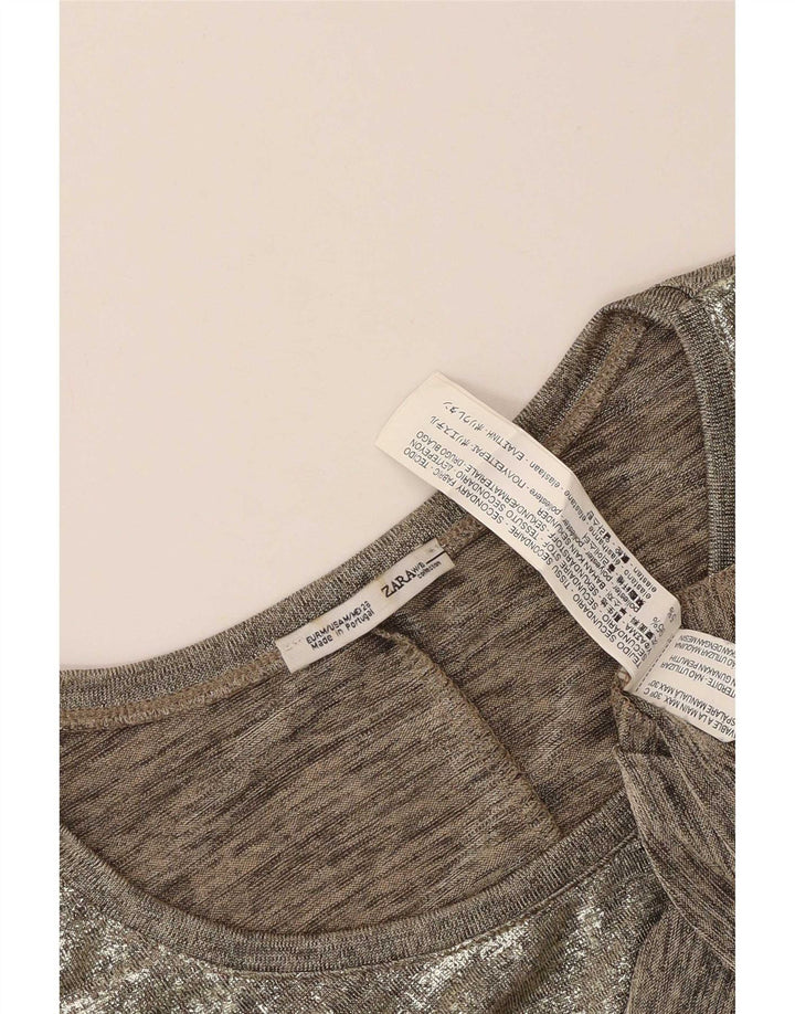 Zara Damen Weste Top UK 14 Mittelgraues Polyester