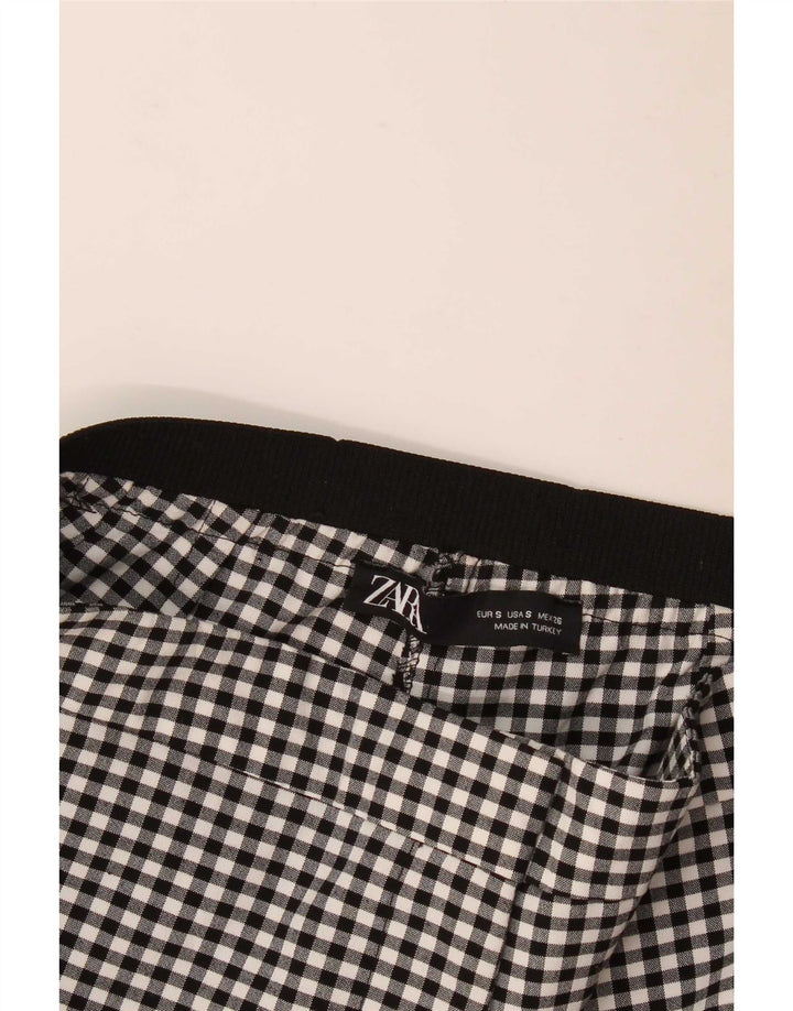 Zara Slim Chino-Hose für Damen, Größe S, W27, L27, Schwarz, Gingham
