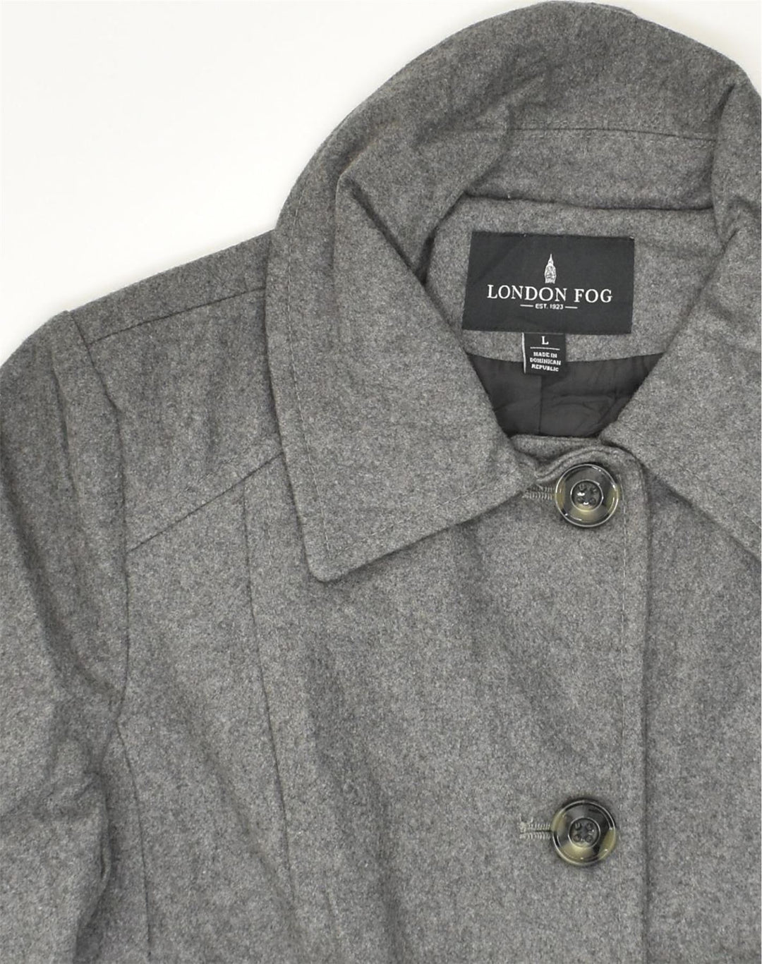 LONDON FOG Womens Overcoat UK 16 Large Grey Cotton | Vintage London Fog | Thrift | Second-Hand London Fog | Used Clothing | Messina Hembry 