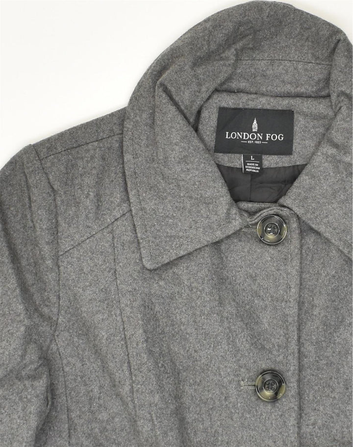 LONDON FOG Womens Overcoat UK 16 Large Grey Cotton | Vintage London Fog | Thrift | Second-Hand London Fog | Used Clothing | Messina Hembry 