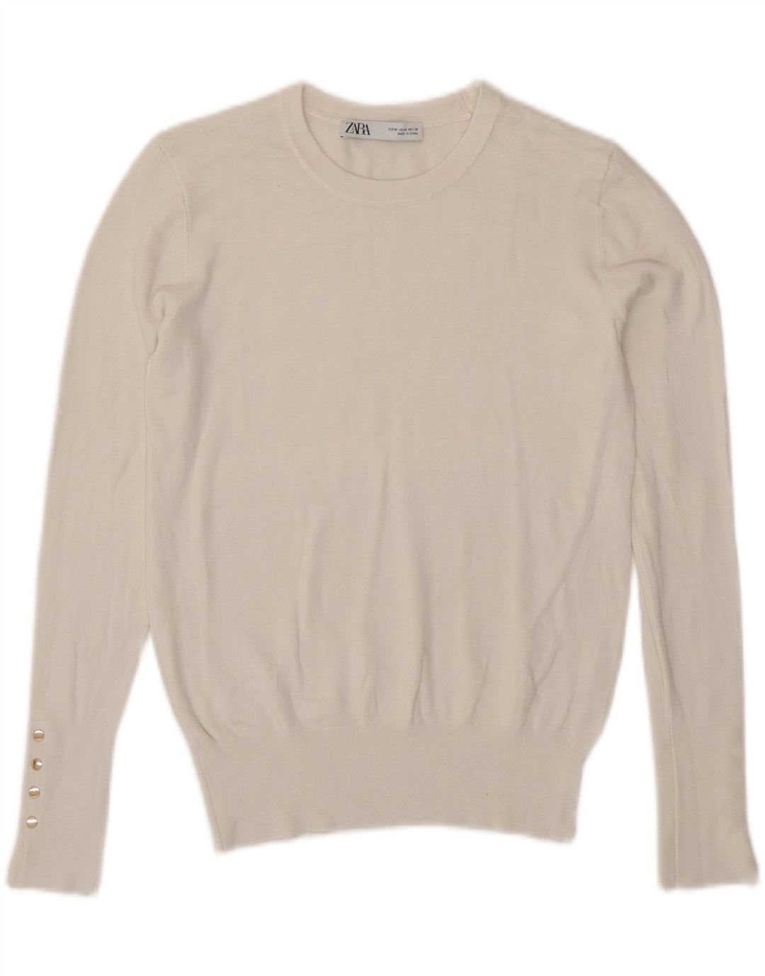 Zara Damen-Pullover mit Rundhalsausschnitt, Gr. 12, Mittelweiß