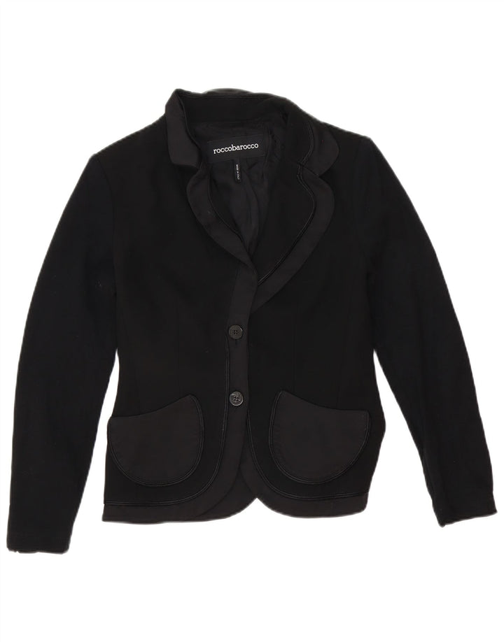 Roccobarocco Damen 2-Knopf-Blazerjacke IT 42 Mittelschwarzes Polyester