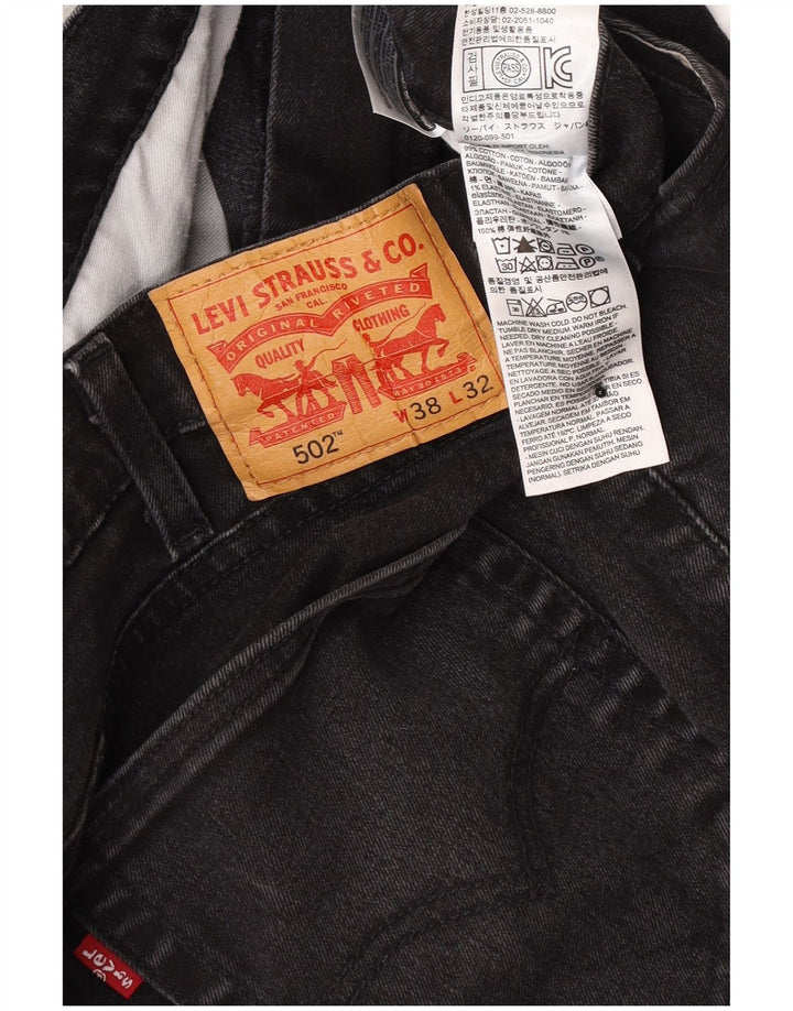 Levi's Herren 502 Tapered Jeans W38 L32 Schwarze Baumwolle