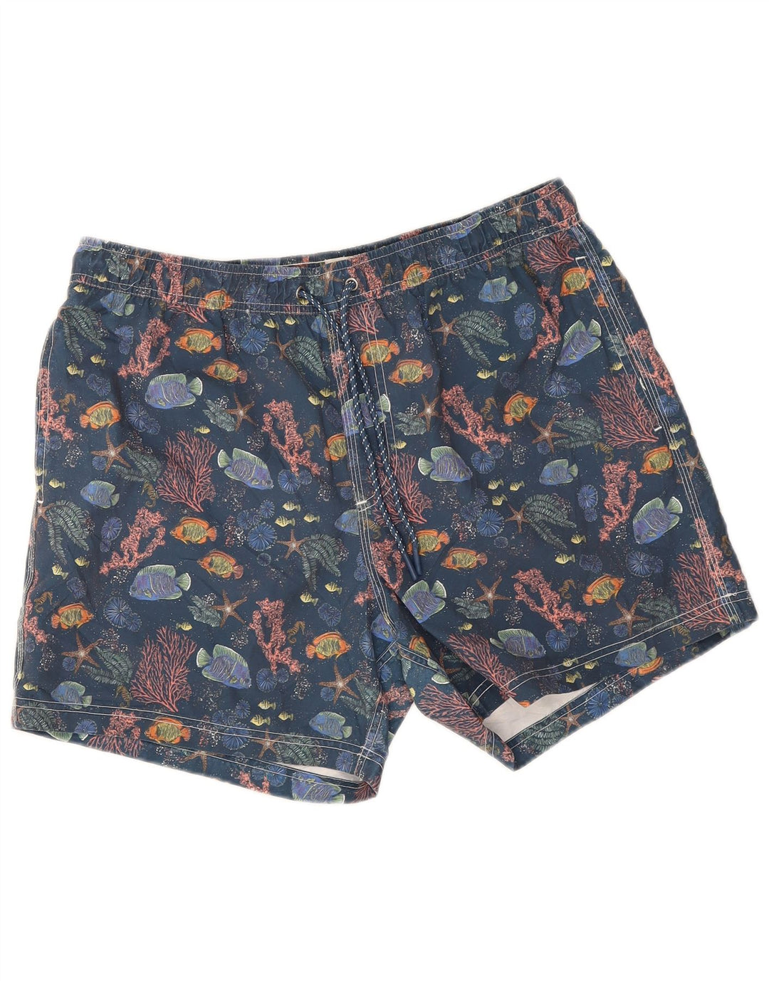 John Lewis Herren-Badeshorts mit abstraktem Muster, groß, marineblaues Polyester