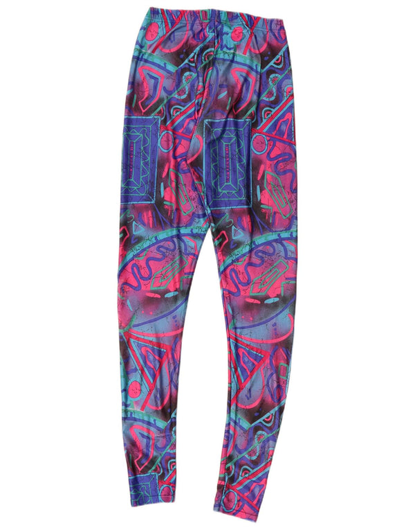 VINTAGE Damen Leggings UK 6 XS Mehrfarbig Geometrisch