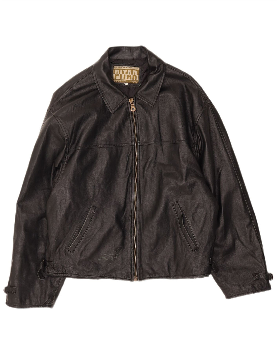 Vintage Herren Lederjacke IT 52 XL Schwarzes Leder