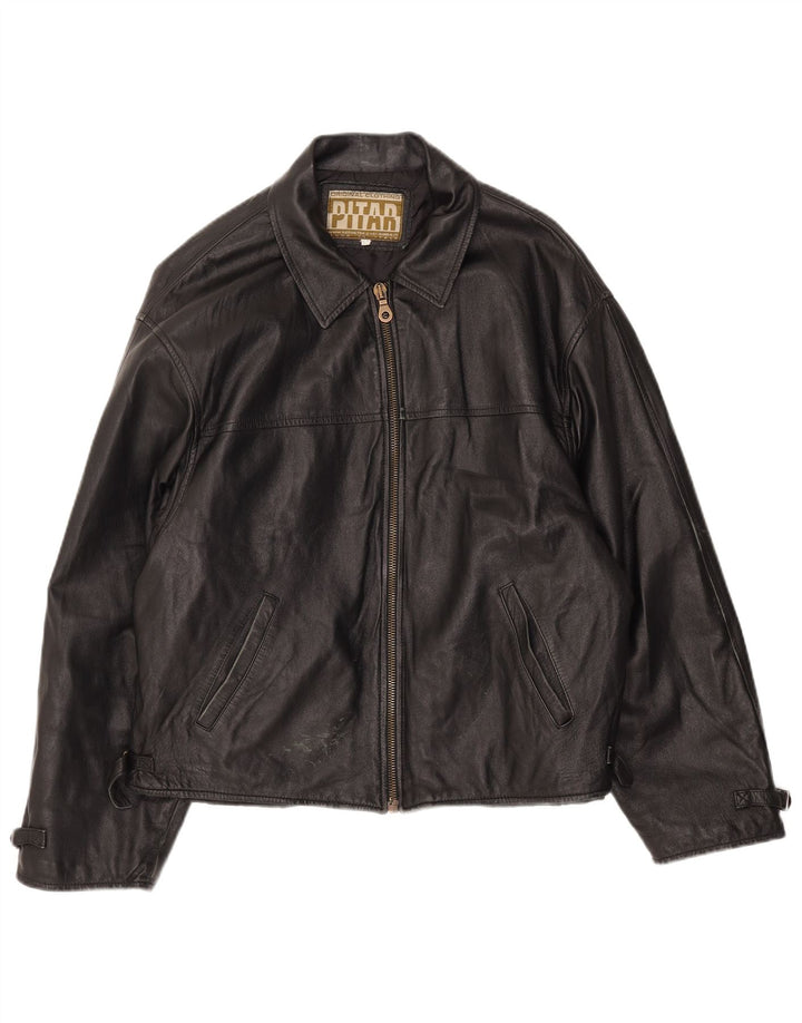 Vintage Herren Lederjacke IT 52 XL Schwarzes Leder