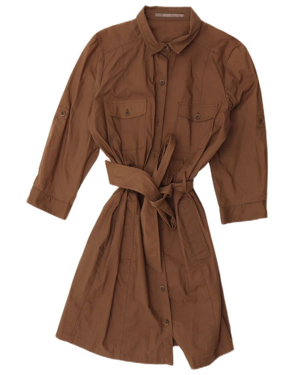Zara Damen Hemdkleid UK 16 Large Braune Baumwolle