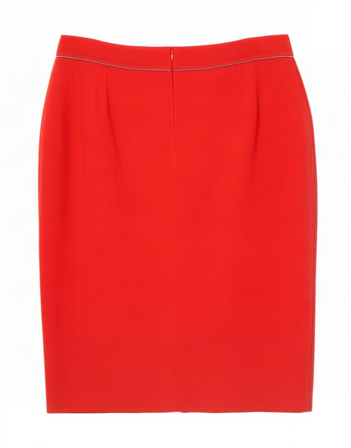 Escada Damen Gerader Rock IT 42 Medium W32 Rote Wolle