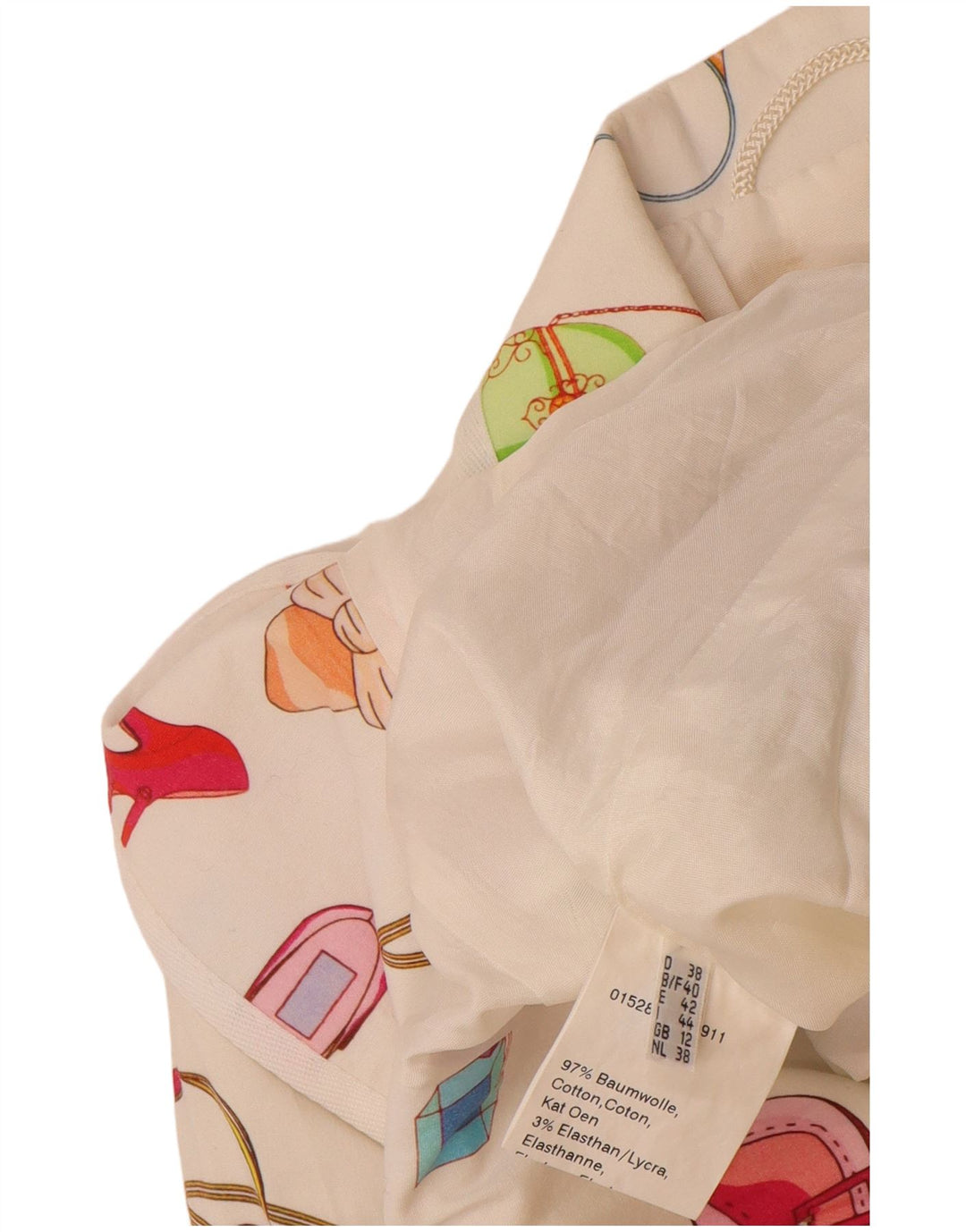 Vintage Damen Blazer mit abstraktem Muster, UK 12, mittelweiße Baumwolle