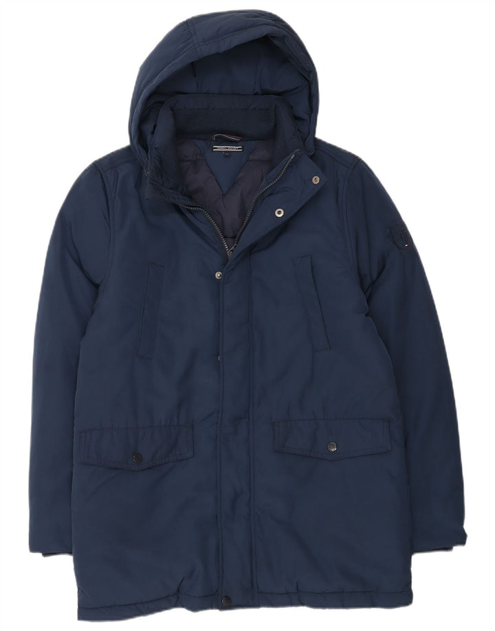 Tommy Hilfiger Wattierter Jungenmantel mit Kapuze, 13–14 Jahre, marineblaues Polyester