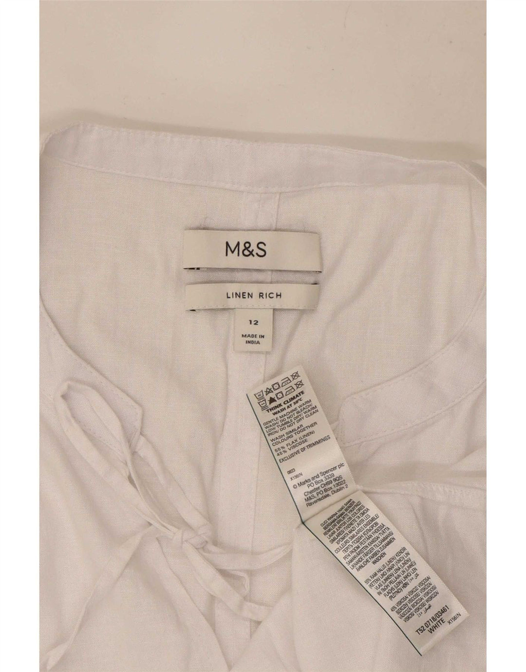Marks & Spencer Damen Blusenoberteil UK 12 Mittelweißes Leinen