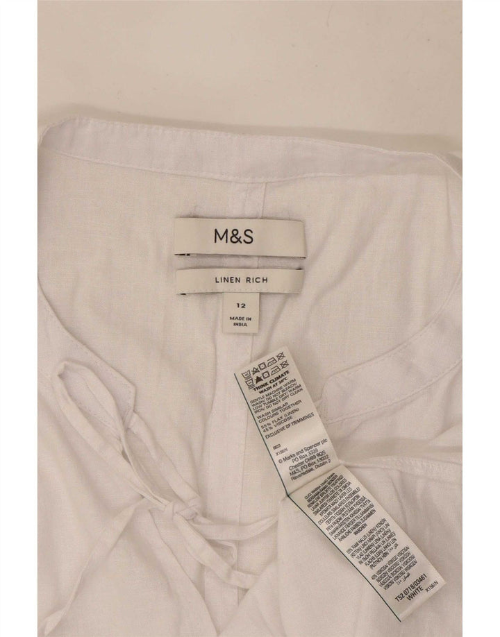 Marks & Spencer Damen Blusenoberteil UK 12 Mittelweißes Leinen