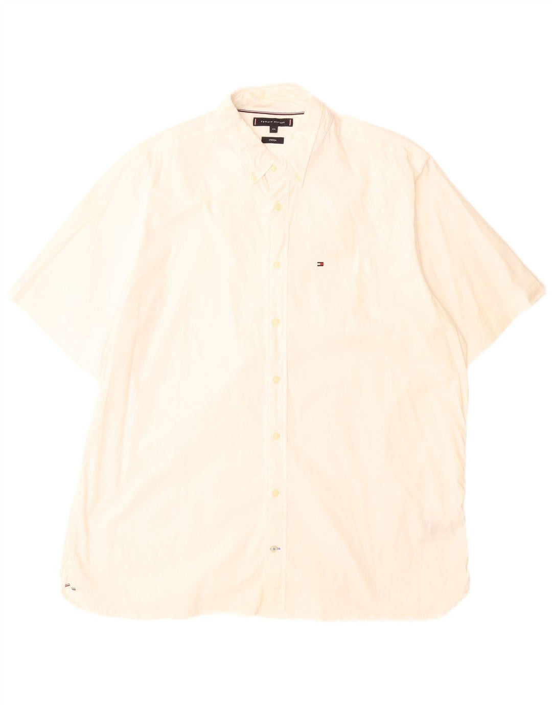 Tommy Hilfiger Herren Kurzarmhemd 2XL Weiße Baumwolle