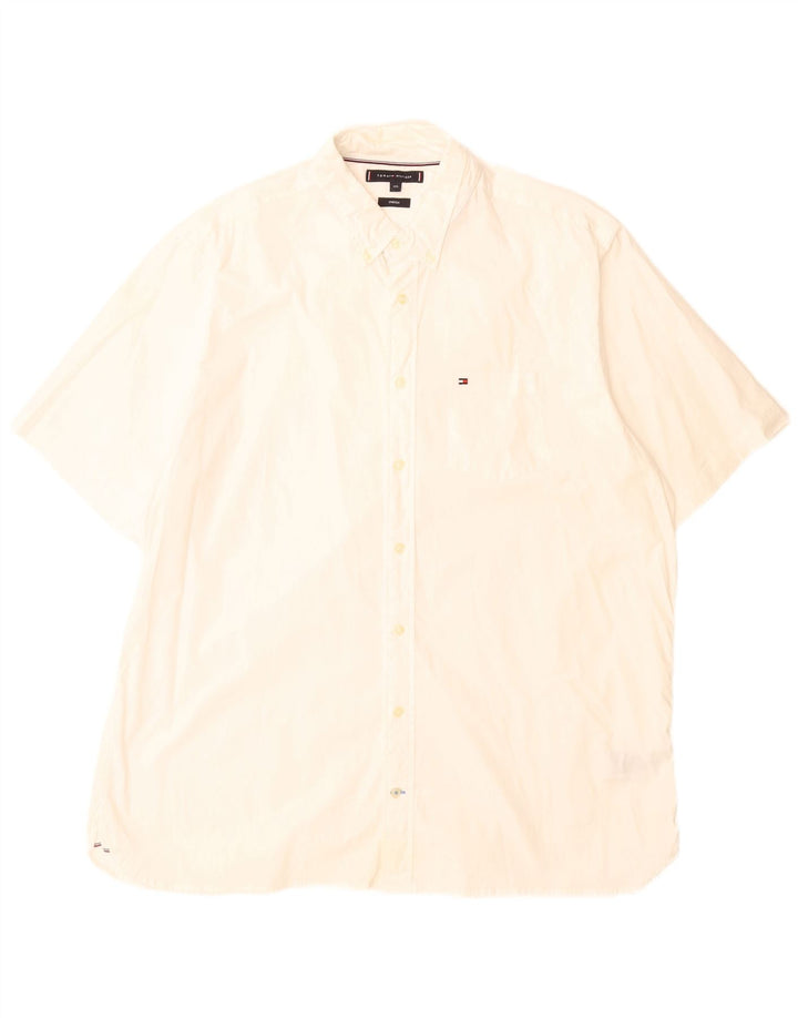 Tommy Hilfiger Herren Kurzarmhemd 2XL Weiße Baumwolle