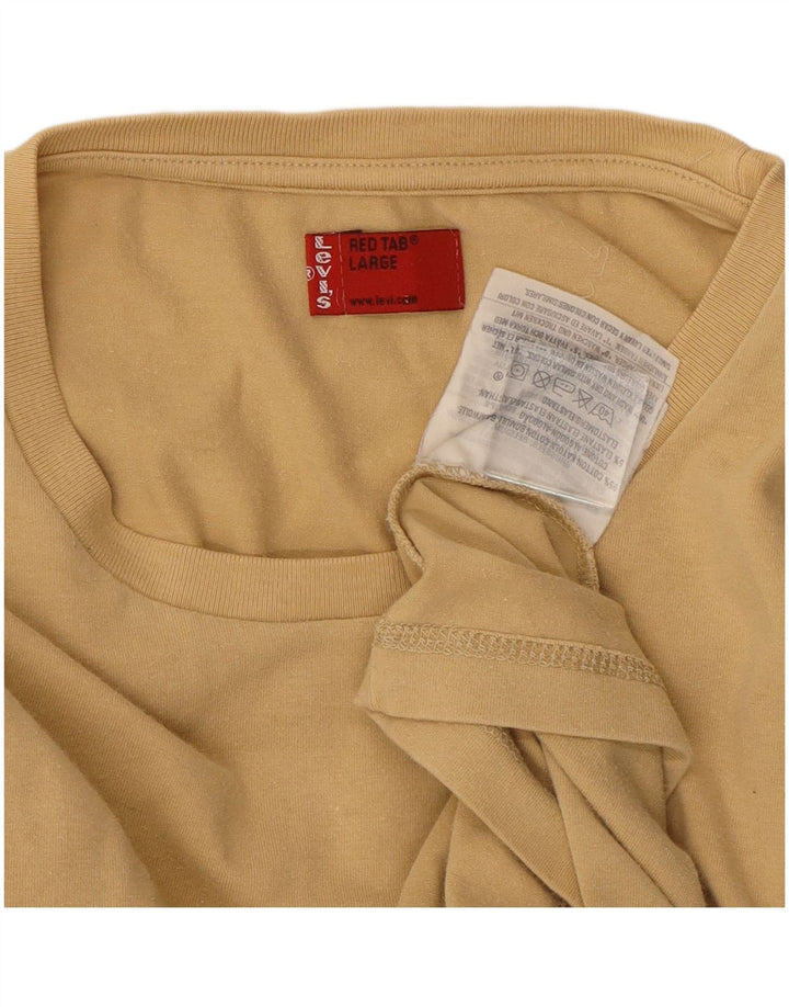 Levi's Damen T-Shirt Top UK 14 Large Beige Baumwolle