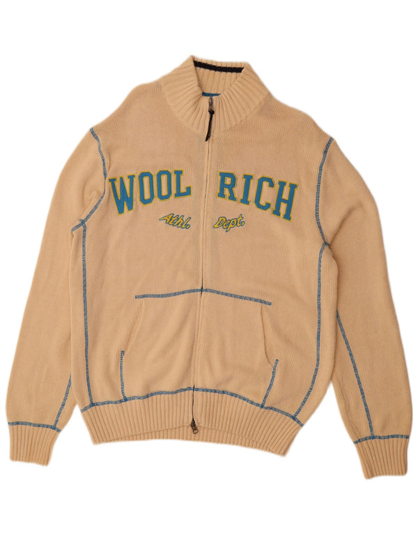 WOOLRICH Herren-Cardigan mit Grafik, XL, Beige, Baumwolle