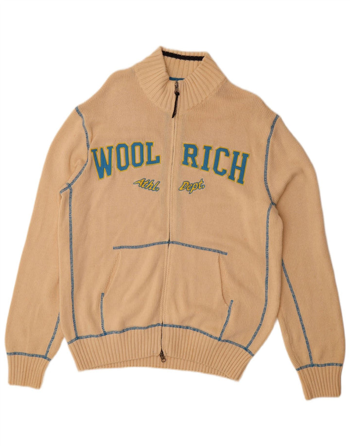 WOOLRICH Herren-Cardigan mit Grafik, XL, Beige, Baumwolle