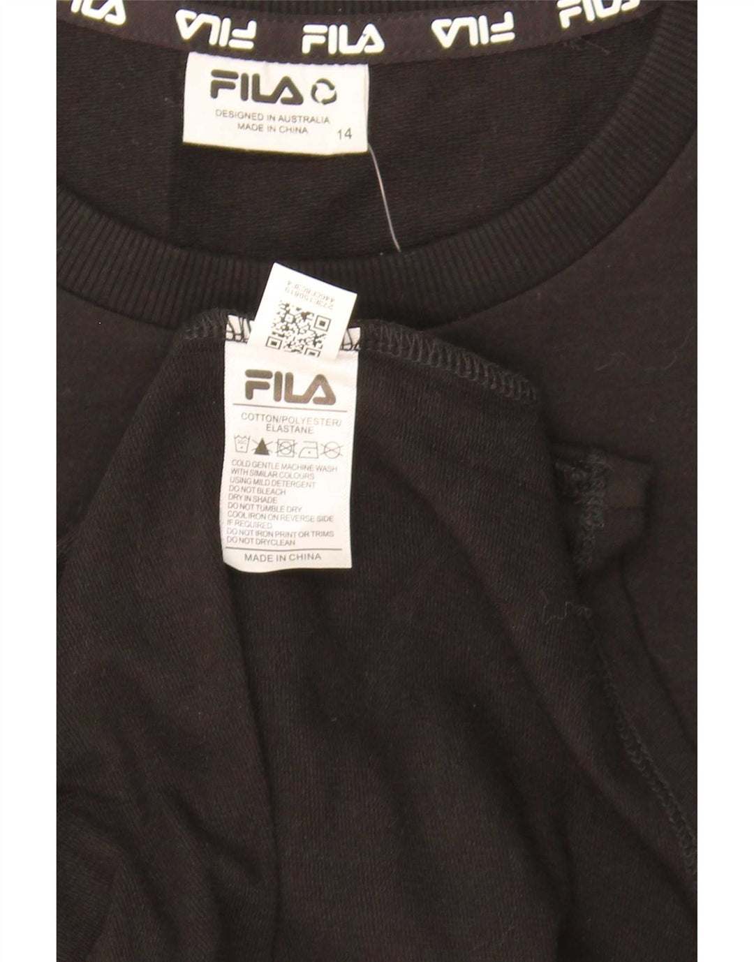Fila Damen Graphic Basic Kleid UK 14 Mittelschwarze Baumwolle