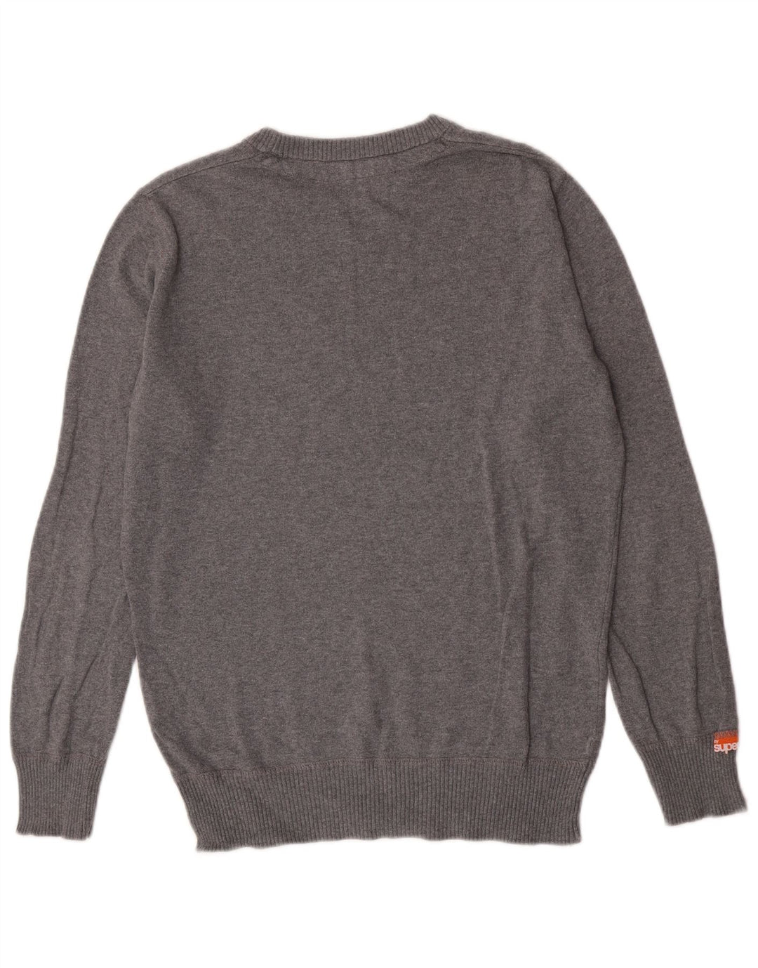 Superdry Herren-Pullover mit U-Boot-Ausschnitt, Größe S, grau gefleckte Baumwolle