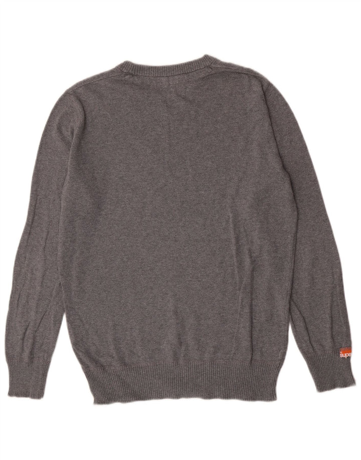 Superdry Herren-Pullover mit U-Boot-Ausschnitt, Größe S, grau gefleckte Baumwolle