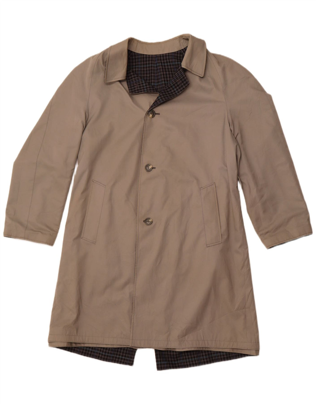 DIOLEN Reversibler Herren-Trenchcoat, Größe 40, groß, grau kariert, Polyester