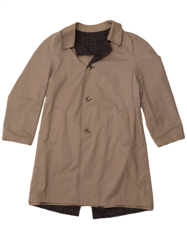 DIOLEN Reversibler Herren-Trenchcoat, Größe 40, groß, grau kariert, Polyester
