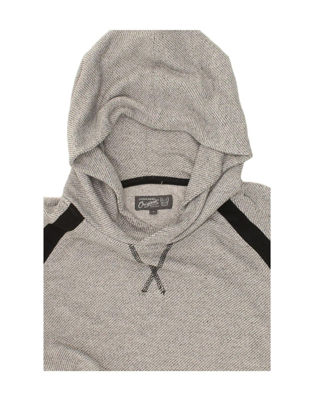 JACK & JONES Mens Hoodie Jumper Small Grey Colourblock Polyester Vintage Jack & Jones and Second-Hand Jack & Jones from Messina Hembry 