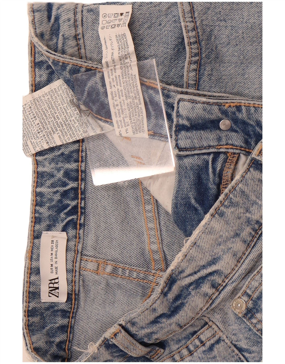 Zara Damen Jeansrock Medium W28 Blaue Baumwolle