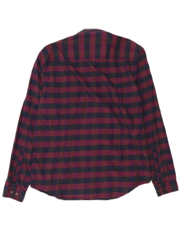 Joules Herren-Flanellhemd mit schmaler Passform, mittleres Burgunderrot, Gingham-Baumwolle