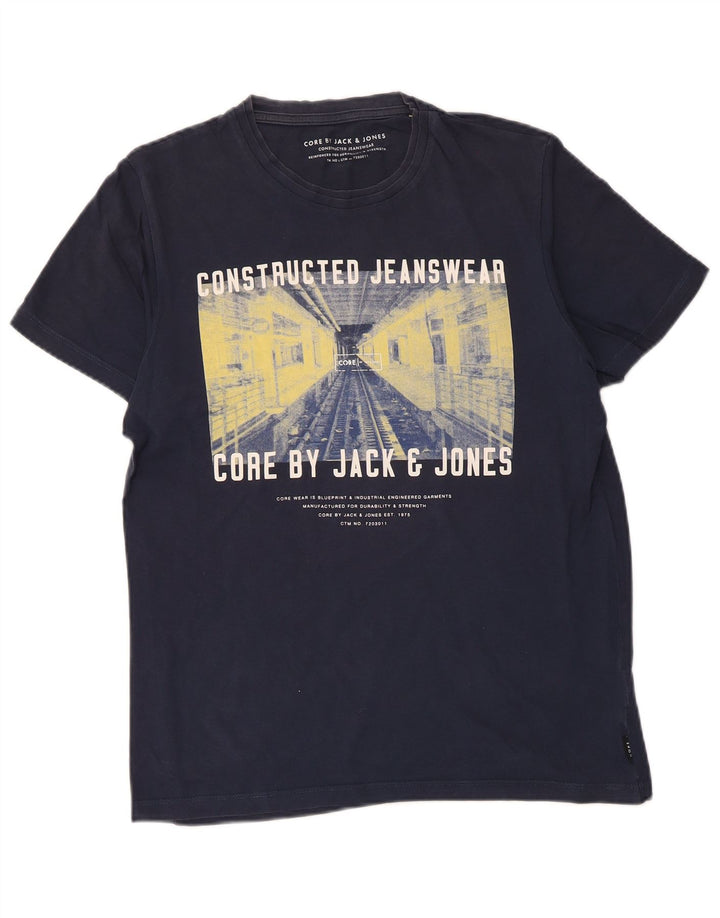 JACK & JONES Herren-T-Shirt mit Grafik, Größe S, Marineblau