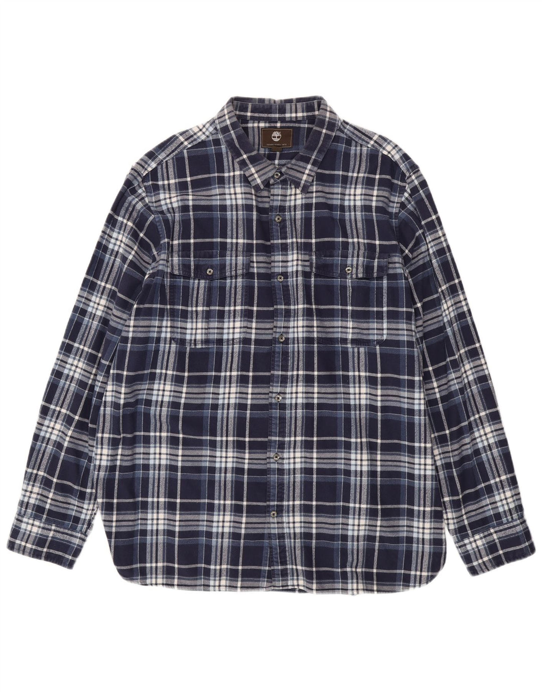 TIMBERLAND Herren-Flanellhemd mit normaler Passform, 3XL, marineblau, kariert, Baumwolle