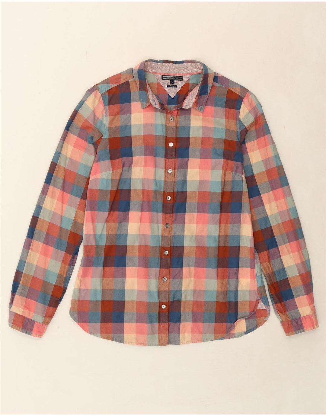 TOMMY HILFIGER Womens Fitted Shirt US 10 Large Multicoloured Check Cotton Vintage Tommy Hilfiger and Second-Hand Tommy Hilfiger from Messina Hembry 