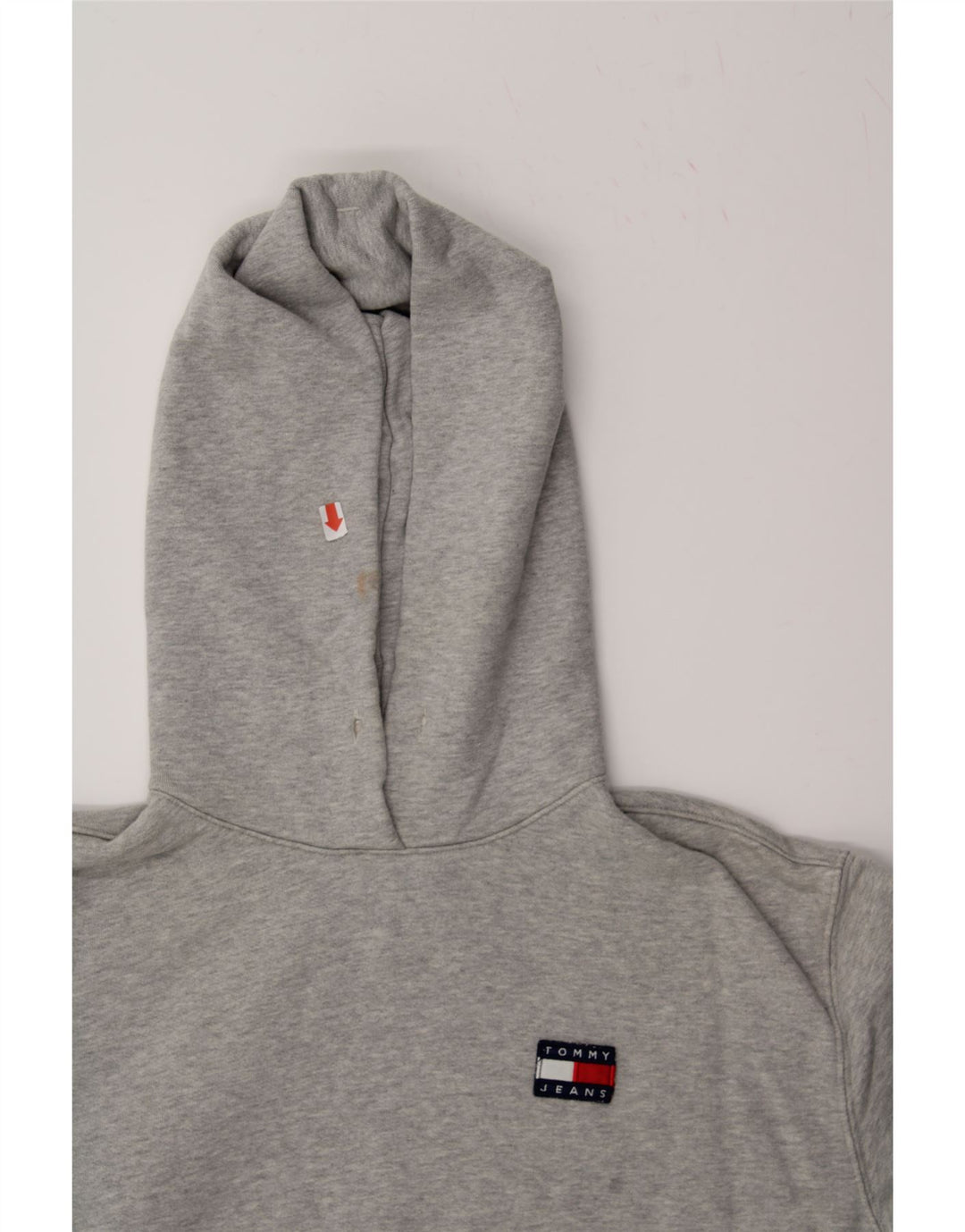 TOMMY HILFIGER Womens Crop Oversized Hoodie Jumper UK 12 Medium Grey Vintage Tommy Hilfiger and Second-Hand Tommy Hilfiger from Messina Hembry 