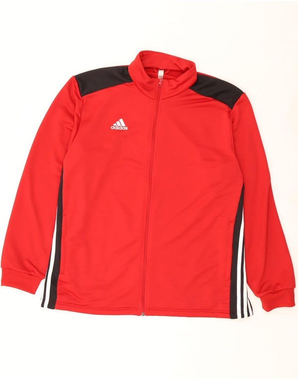 Adidas Herren-Trainingsanzug-Oberteil, Jacke, 2XL, rotes Colourblock-Polyester