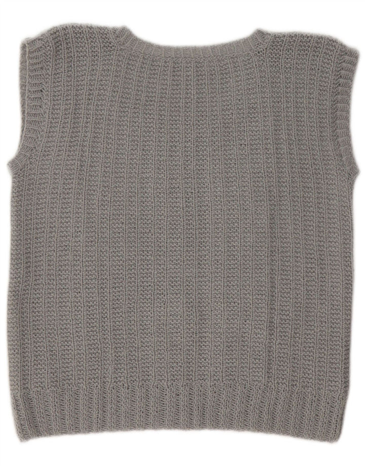 Vintage Damen Weste Tank Top UK 14 Mittelgrau
