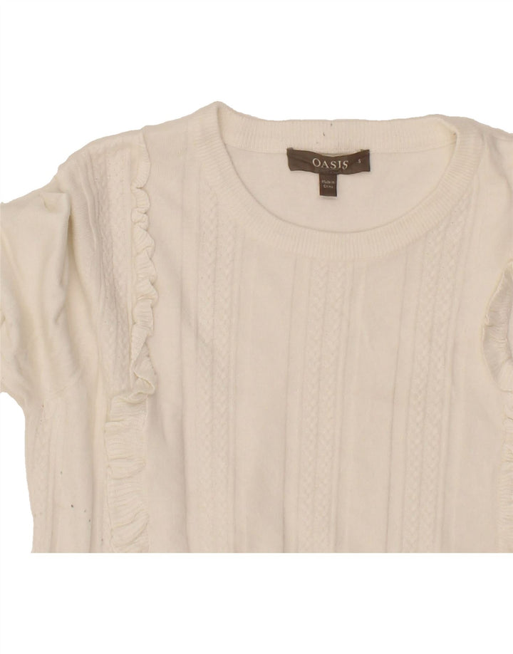 OASIS Womens Boat Neck Jumper Sweater UK 8 Small White Viscose Vintage Oasis and Second-Hand Oasis from Messina Hembry 