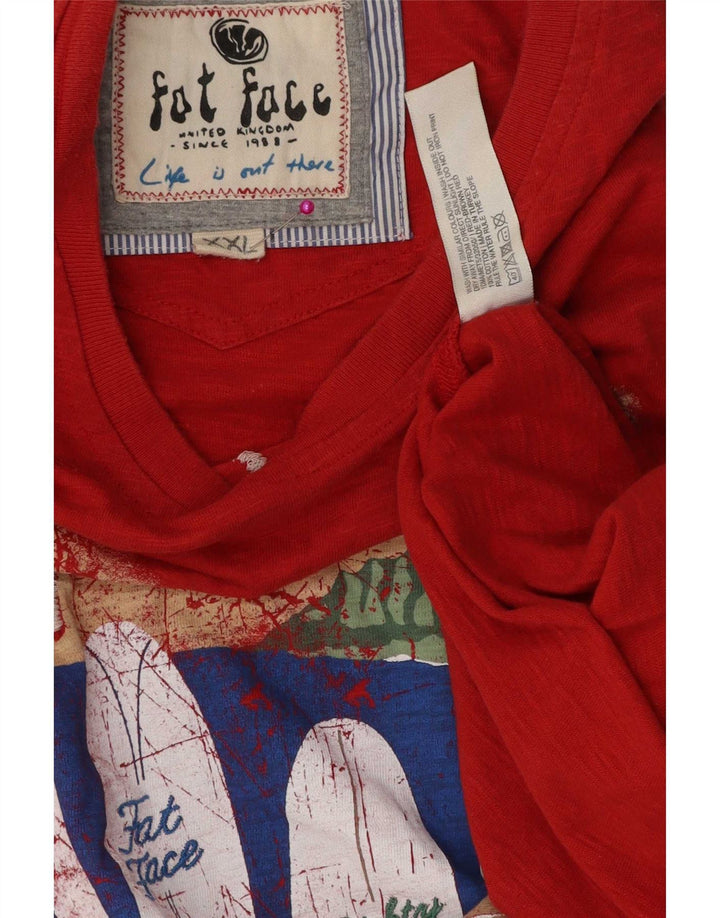 Fat Face Herren-T-Shirt mit Grafik, 2XL, rote Baumwolle