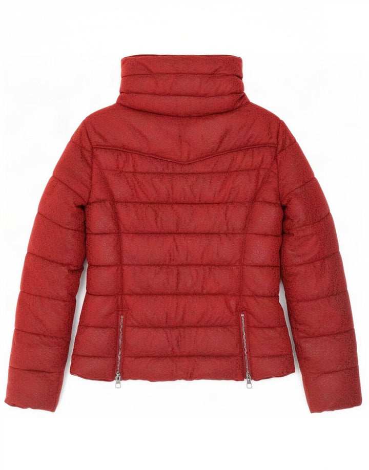 Guess Wattierte Damenjacke UK 10 Small Rot gepunktetes Polyester