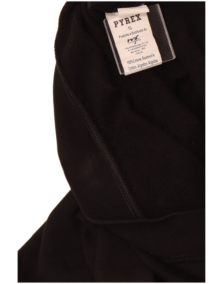 PYREX Womens Oversized Crop Graphic Sweatshirt Jumper UK 10 Small Black