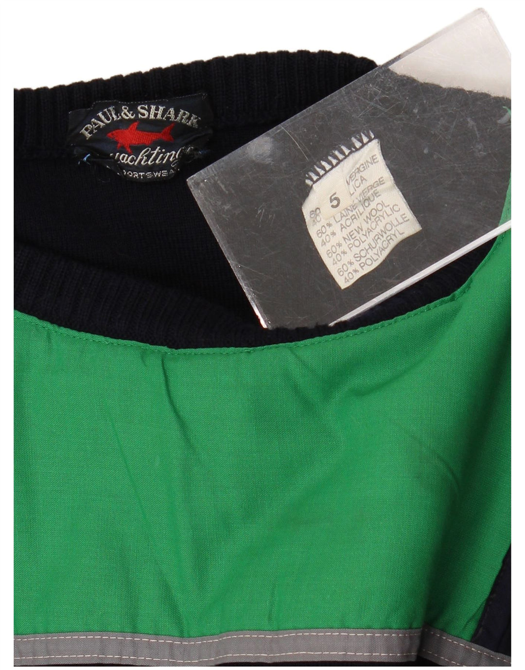 Paul & Shark Herren-Pullover mit Reißverschluss am Hals, mittlere marineblaue Schurwolle