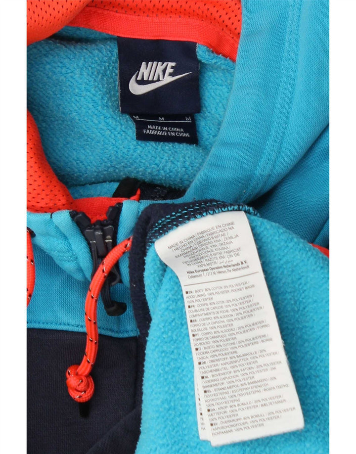 Nike Herren-Kapuzenpullover mit Reißverschluss, mittelblaue Colourblock-Baumwolle
