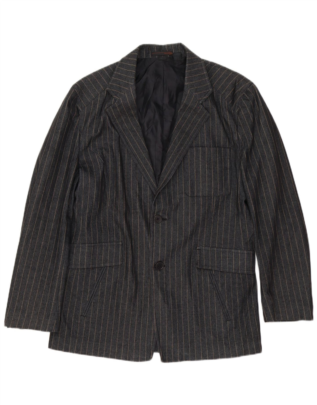 Zara Herren-Blazer-Jacke, UK 38, mittelgrau, gestreift, Baumwolle