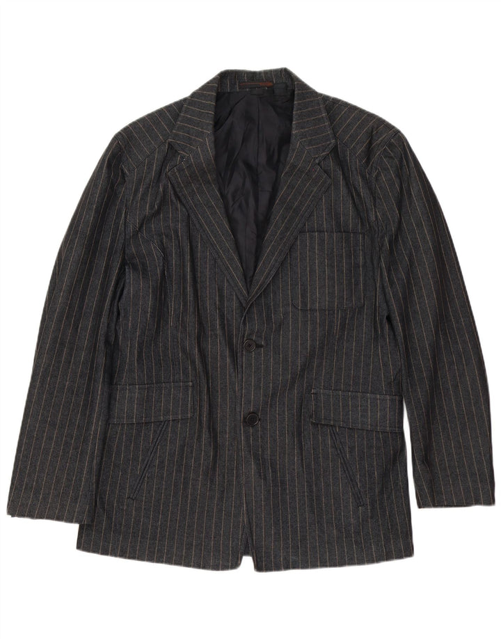 Zara Herren-Blazer-Jacke, UK 38, mittelgrau, gestreift, Baumwolle