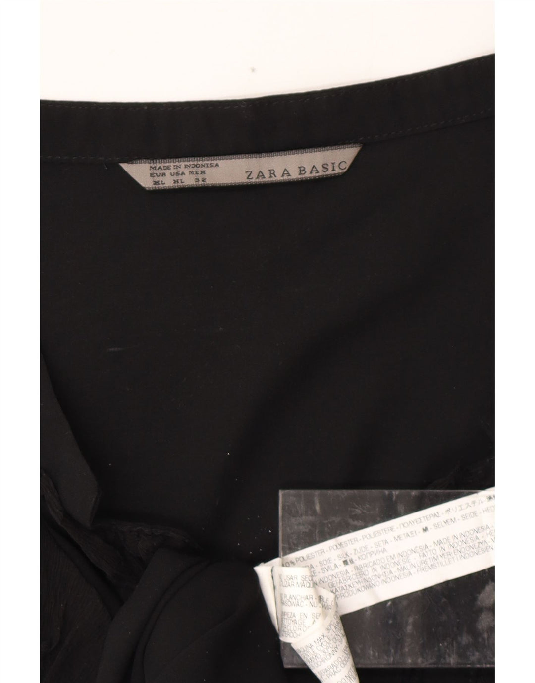 ZARA Damen A-Linien-Kleid mit Rüschen vorne, UK 18, XL, Schwarz, Polyester