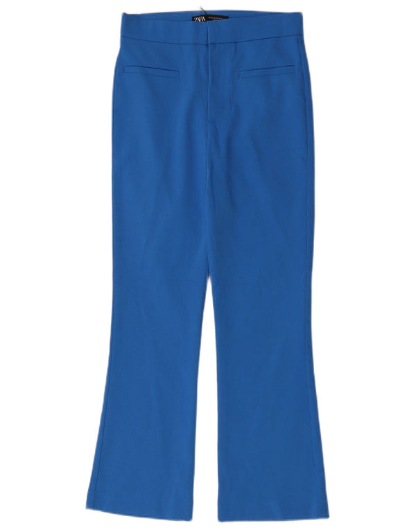 ZARA Damen Bootcut-Freizeithose mit hoher Taille, XS W24 L26, blaue Baumwolle